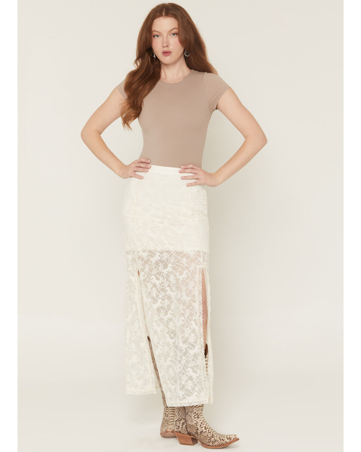 Image #3 - Idyllwind Women's Palomino Horse Lace Midi Skirt, Ivory, hi-res