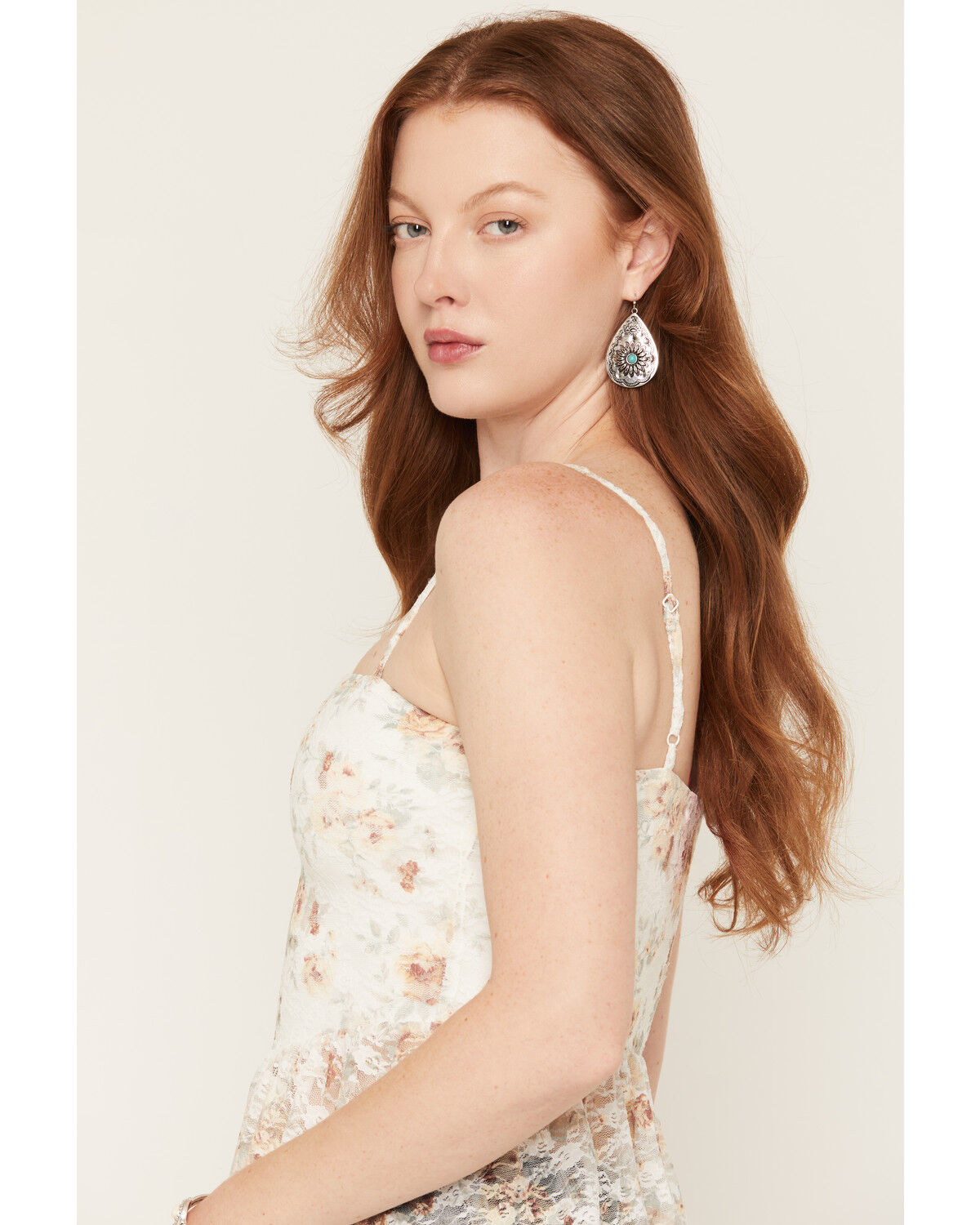 Image #2 - Cleo + Wolf Women's Floral Print Peplum Tank, Ivory, hi-res