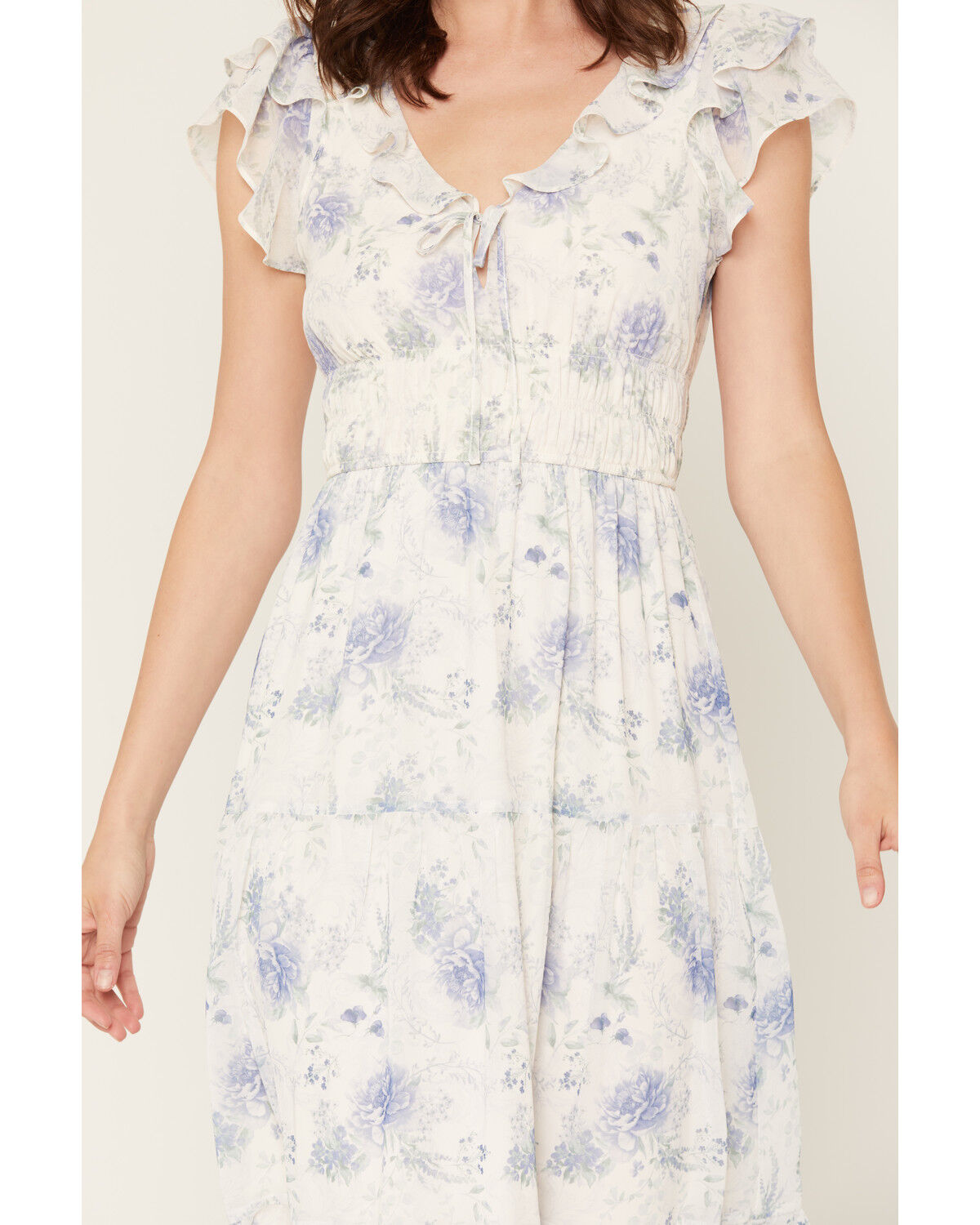 Image #3 - Ash & Violet Women's Floral Print Short Sleeve Midi Dress, White, hi-res