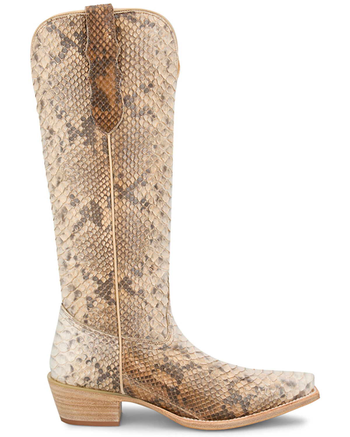 Image #2 - Tony Lama Women's Black Label Exotic Python Tall Western Boots - Snip Toe, Tan, hi-res