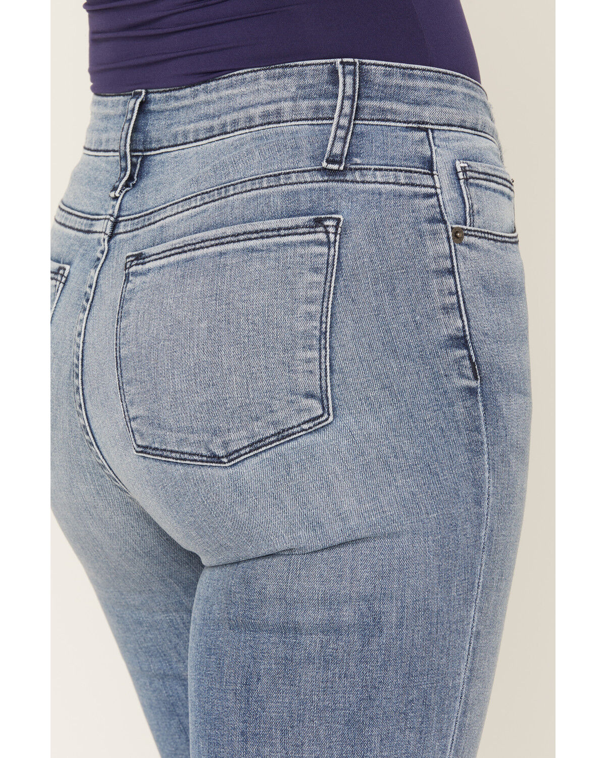 Image #4 - Haala Women's Vintage Medium Wash Bella Trouser Flare Stretch Denim Jeans, Light Wash, hi-res
