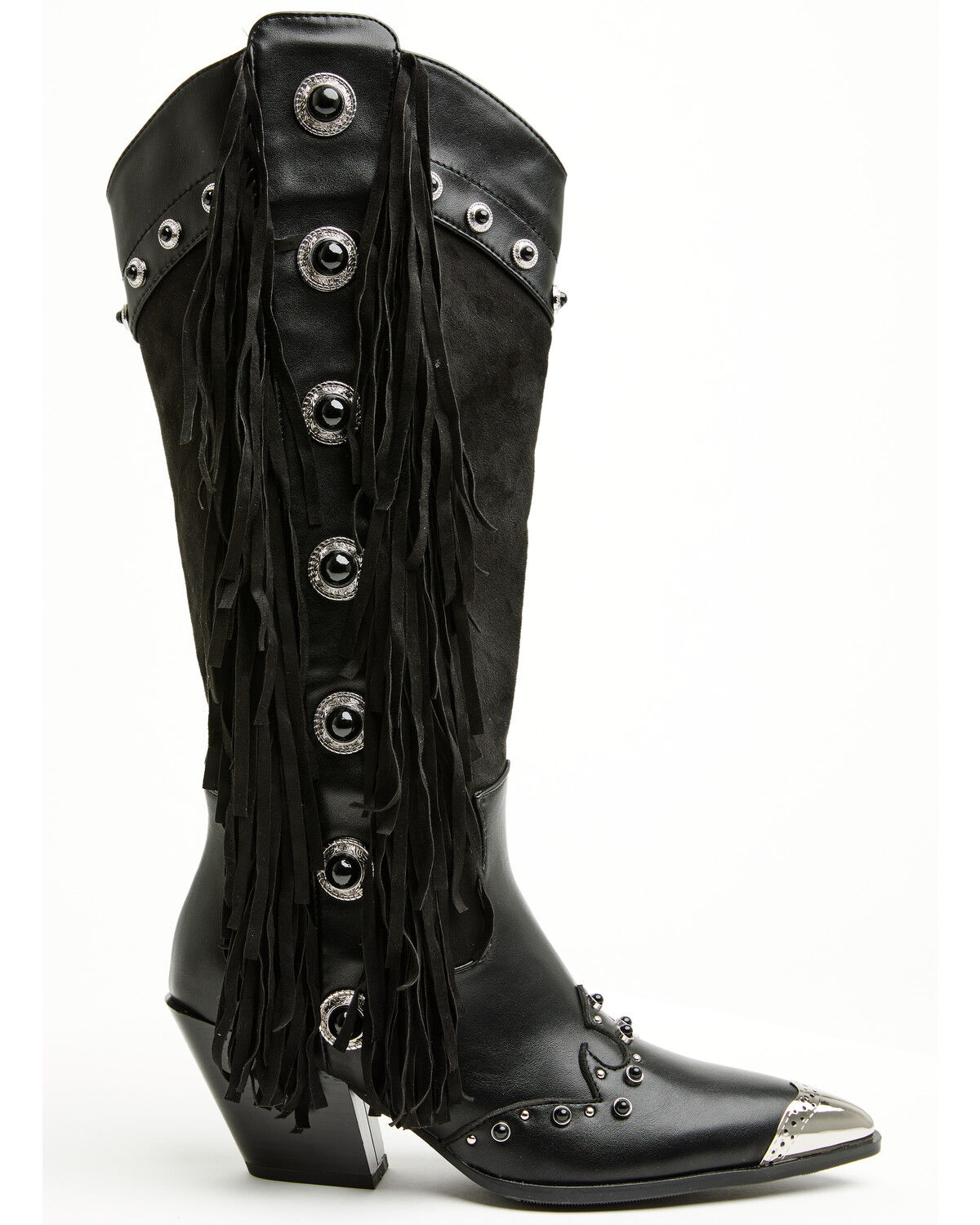 Image #2 - Azalea Wang Women's Pelagius Tall Fringe Western Boots - Round Toe, Black, hi-res