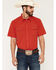Image #1 - RANK 45&reg; Men's RODEOTEK&trade; 2.0 Ridge Solid Short Sleeve Pearl Snap Western Shirt, Red, hi-res