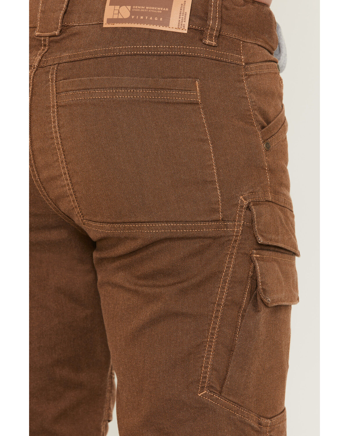 Image #4 - Strauss Men's E.S. Vintage Cargo Work Pants, Brown, hi-res