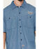 Image #3 - Dickies X Harley Davidson Men's Embroidered Short Sleeve Button-Down Denim Work Shirt, Light Wash, hi-res