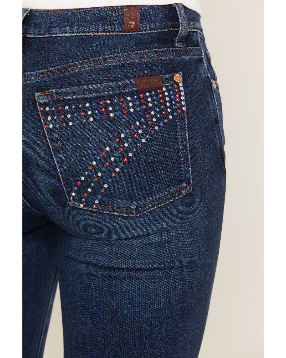 Image #2 - 7 For All Mankind Women's Medium Wash Americana Studded Pocket Bootcut Stretch Denim Jeans, Medium Wash, hi-res