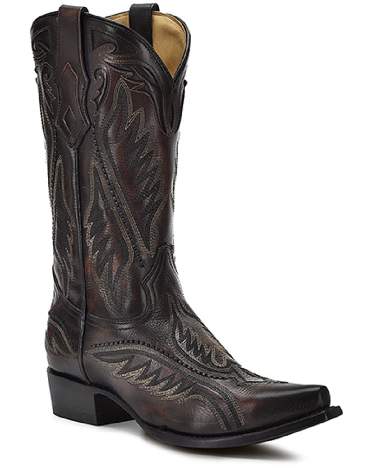 Image #1 - Corral Men's Inlay Western Boots - Snip Toe, Brown, hi-res