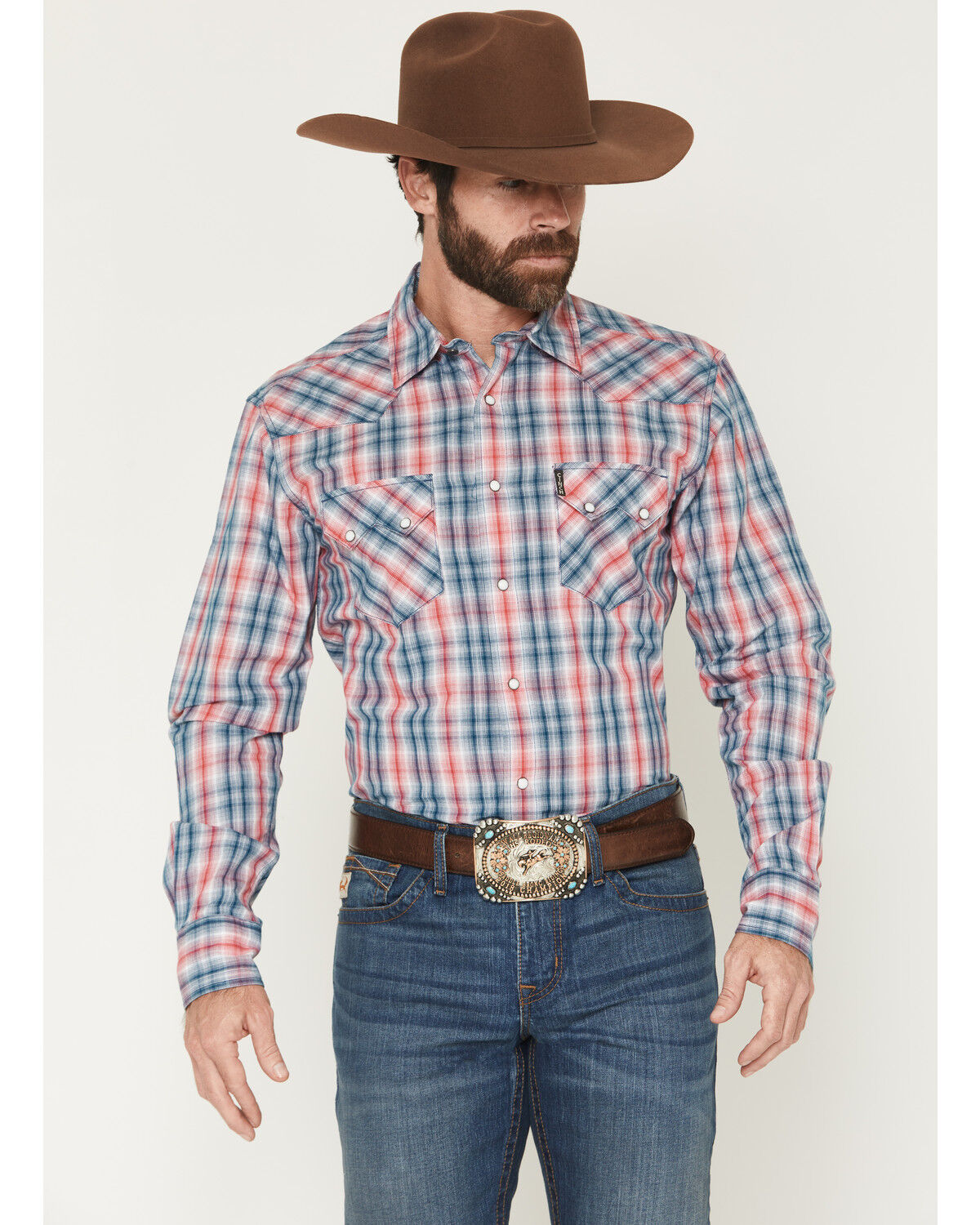Cinch Men's Plaid Print Modern Fit Long Sleeve Snap Western Shirt, Multi, hi-res