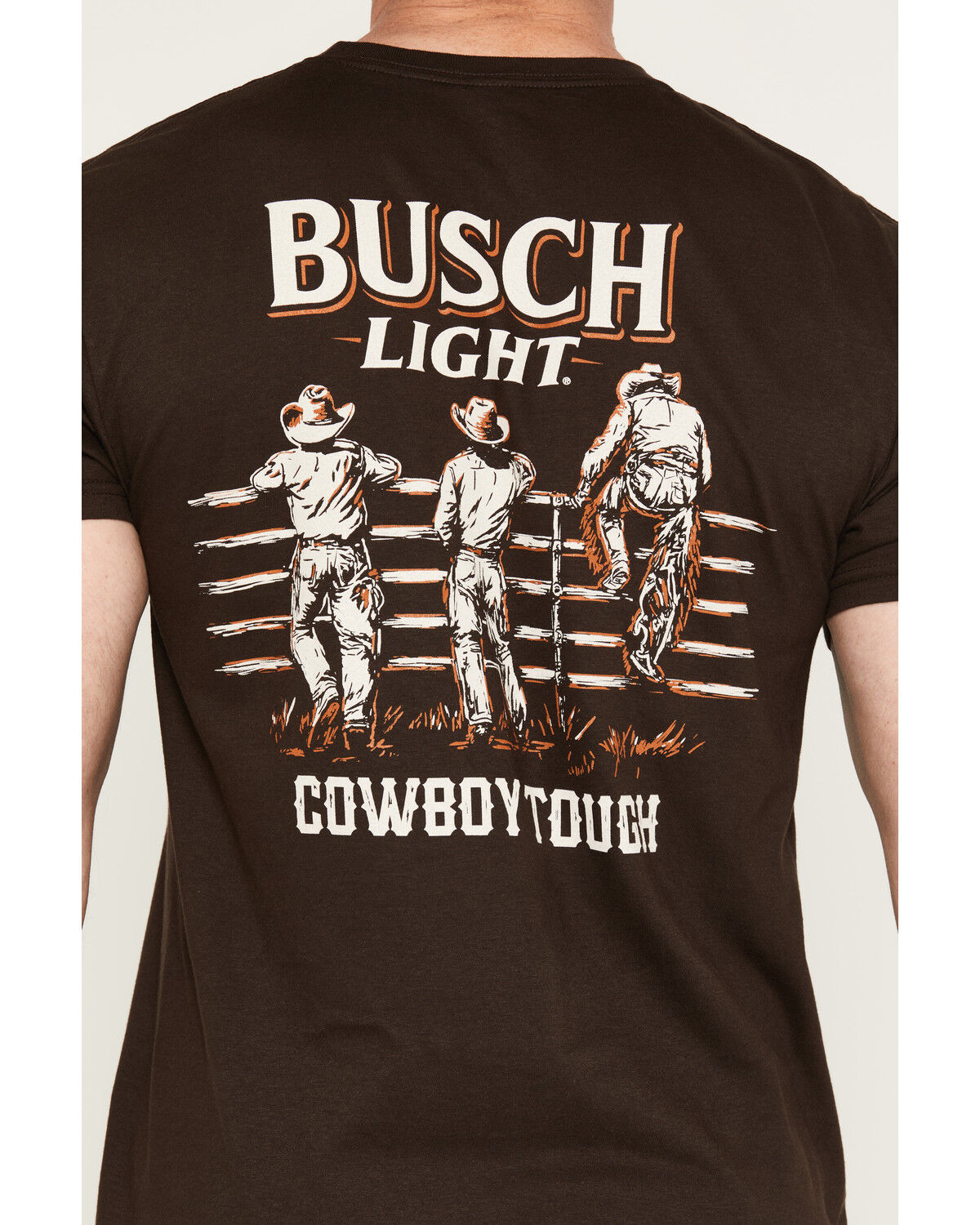 Image #4 - Jedco Men's Busch Cowboy Tough Short Sleeve Graphic T-Shirt, Dark Brown, hi-res