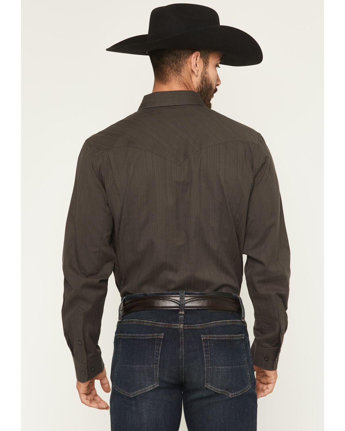 Image #4 - Cody James Black 1978&reg; Men's Cluny Tonal Striped Long Sleeve Button-Down Western Shirt, Charcoal, hi-res