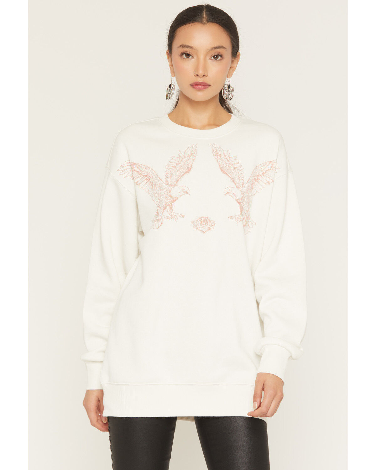 Image #1 - Youth in Revolt Women's Eagle Crew Neck Sweatshirt, Cream, hi-res