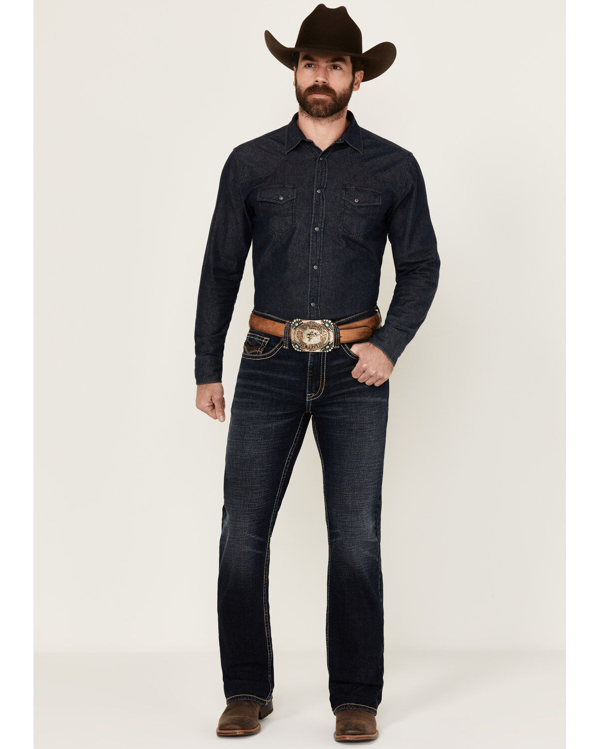 Image #1 - Cody James Men's Night Ranger Wash Wyatt Slim Bootcut Stretch Denim Jeans, Dark Wash, hi-res