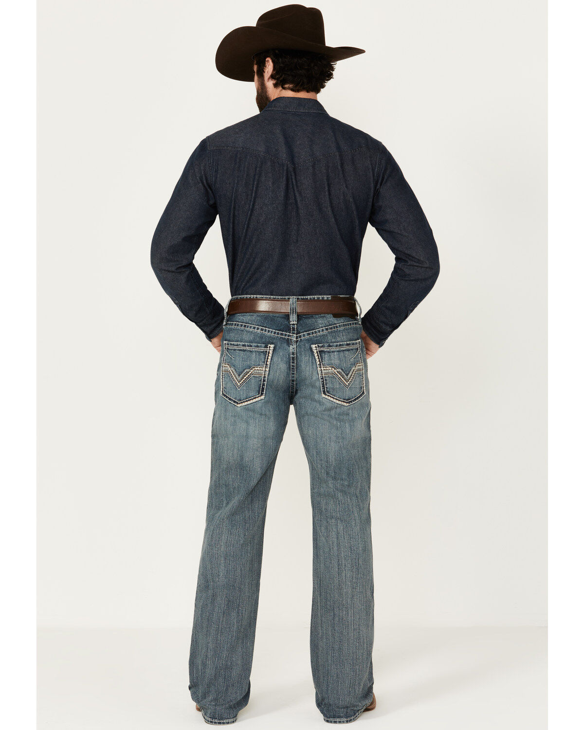 Rock & Roll Denim Men's Boot Barn Exclusive Medium Vintage Wash Relaxed Bootcut Stretch Denim Jeans, Medium Wash, hi-res