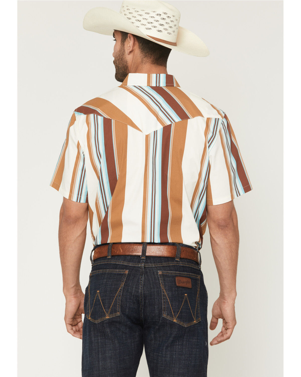 Image #4 - Gibson Trading Co Men's Retro Stripes Short Sleeve Snap Western Shirt - Big, Rust Copper, hi-res