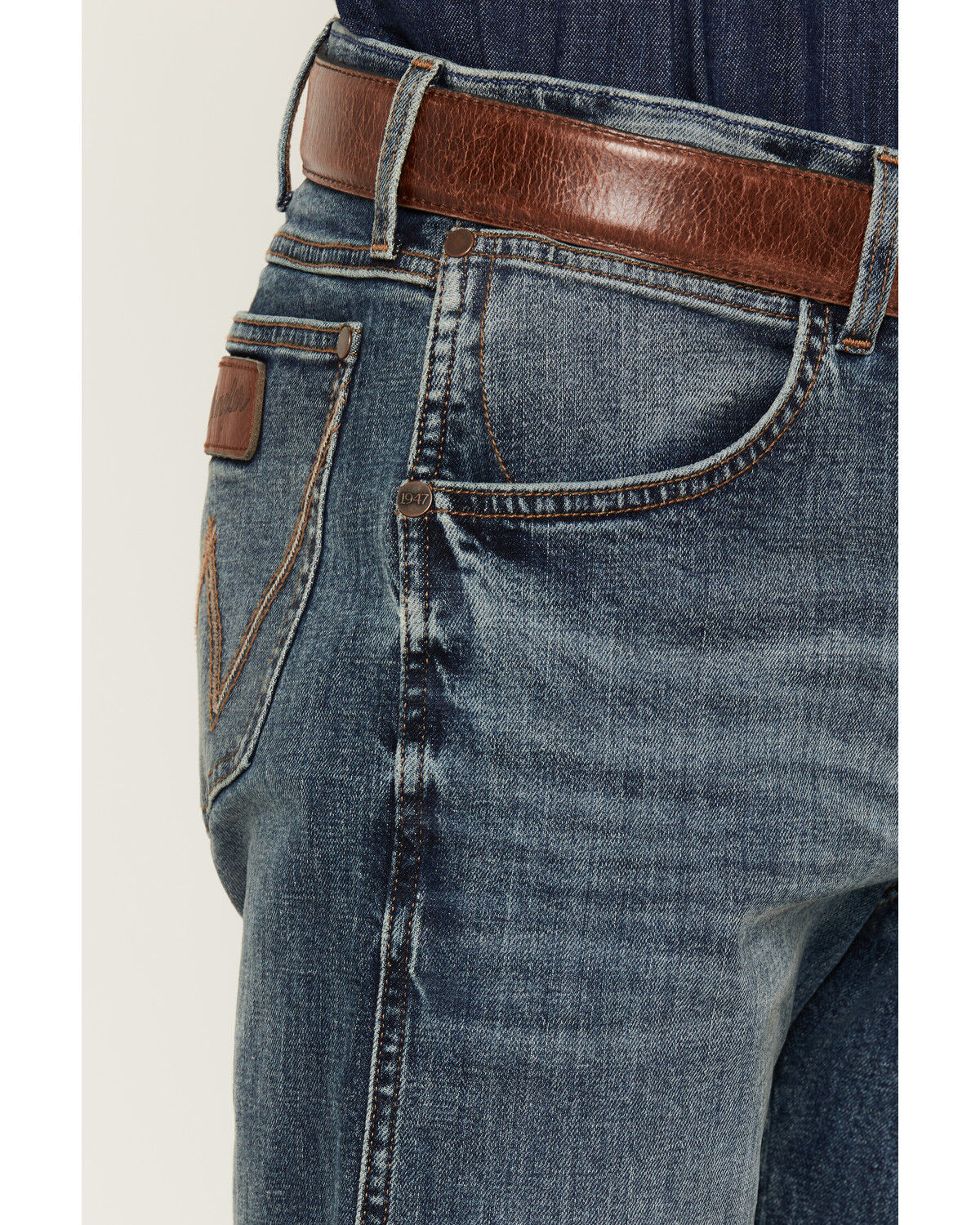 Image #2 - Wrangler Retro Men's 77MWZ Henry Medium Wash Slim Bootcut Stretch Denim Jeans, Medium Wash, hi-res