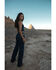 Image #1 - Shyanne Women's Lu Dark Wash Serena High Rise Slim Wide Leg Comfort Stretch Denim Jeans, Dark Wash, hi-res