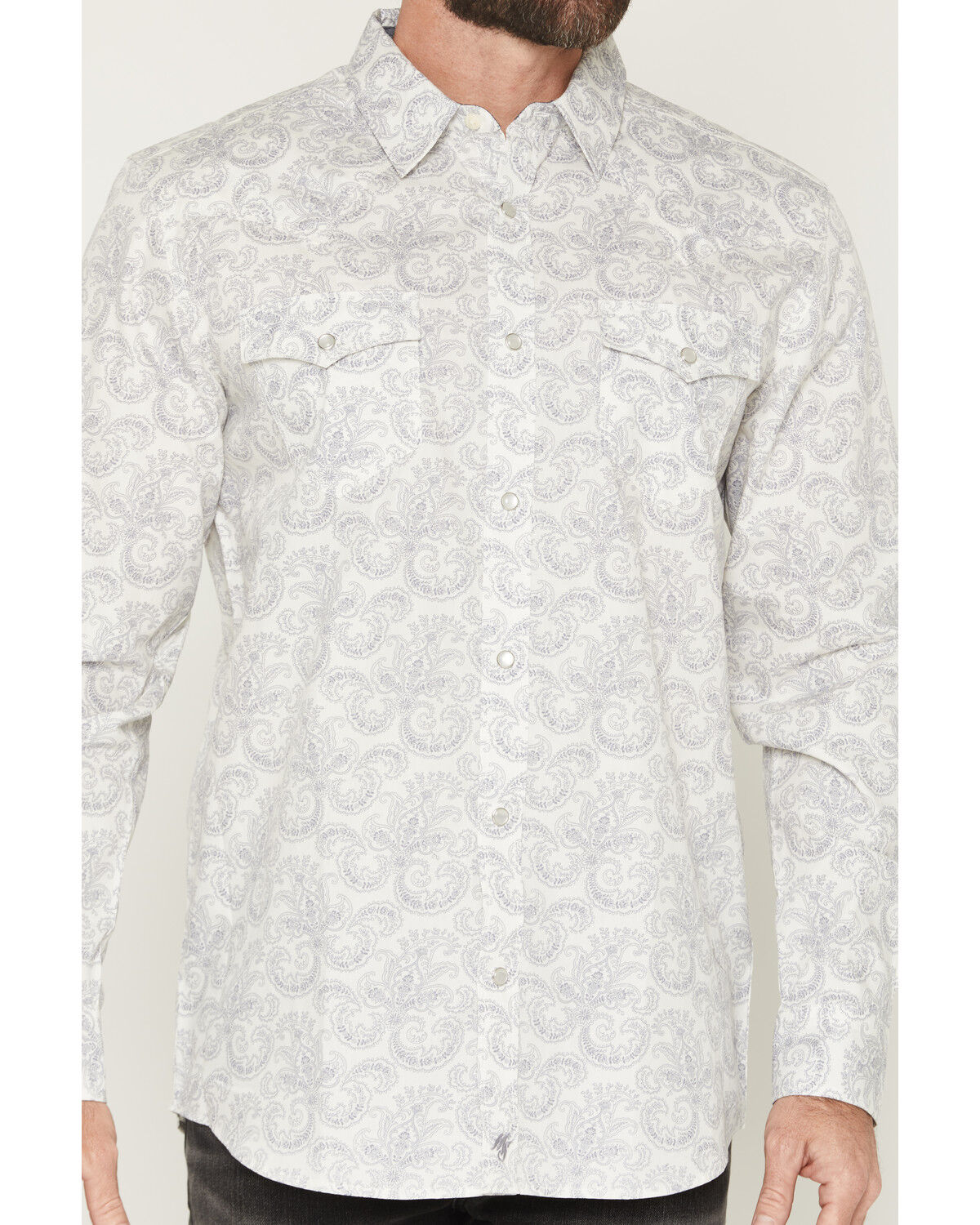 Image #3 - Moonshine Spirit&reg; Men's Empire Paisley Print Long Sleeve Snap Western Shirt, Light Blue, hi-res