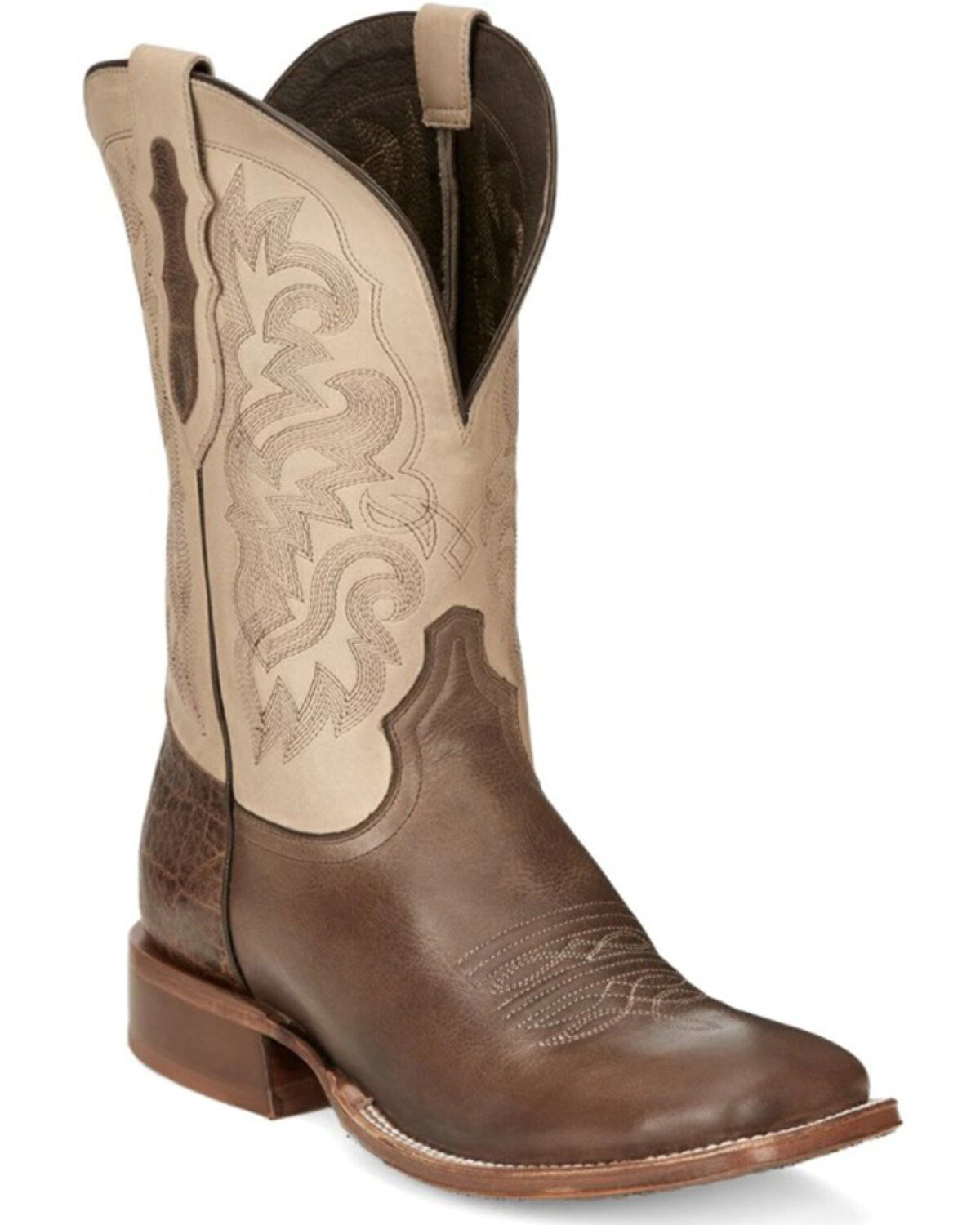 Image #1 - Tony Lama Men's Jinglebob Brown Leather Western Boots - Broad Square Toe, Brown, hi-res