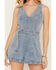 Image #3 - Cleo + Wolf Women's Light Wash Sleeveless Belted Denim Romper, Light Wash, hi-res