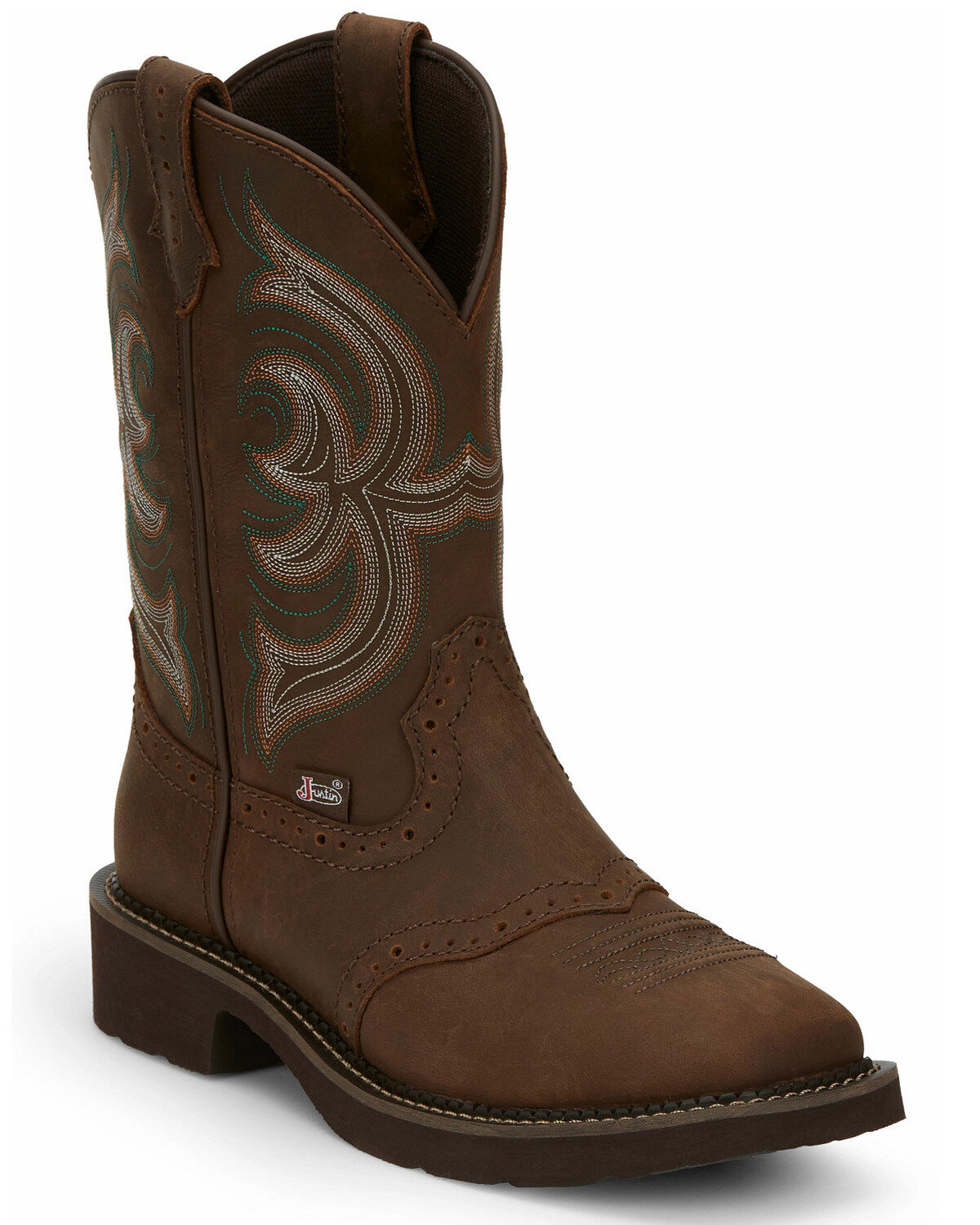 Image #1 - Justin Women's Inji Performance Western Boots - Broad Square Toe, Distressed Brown, hi-res