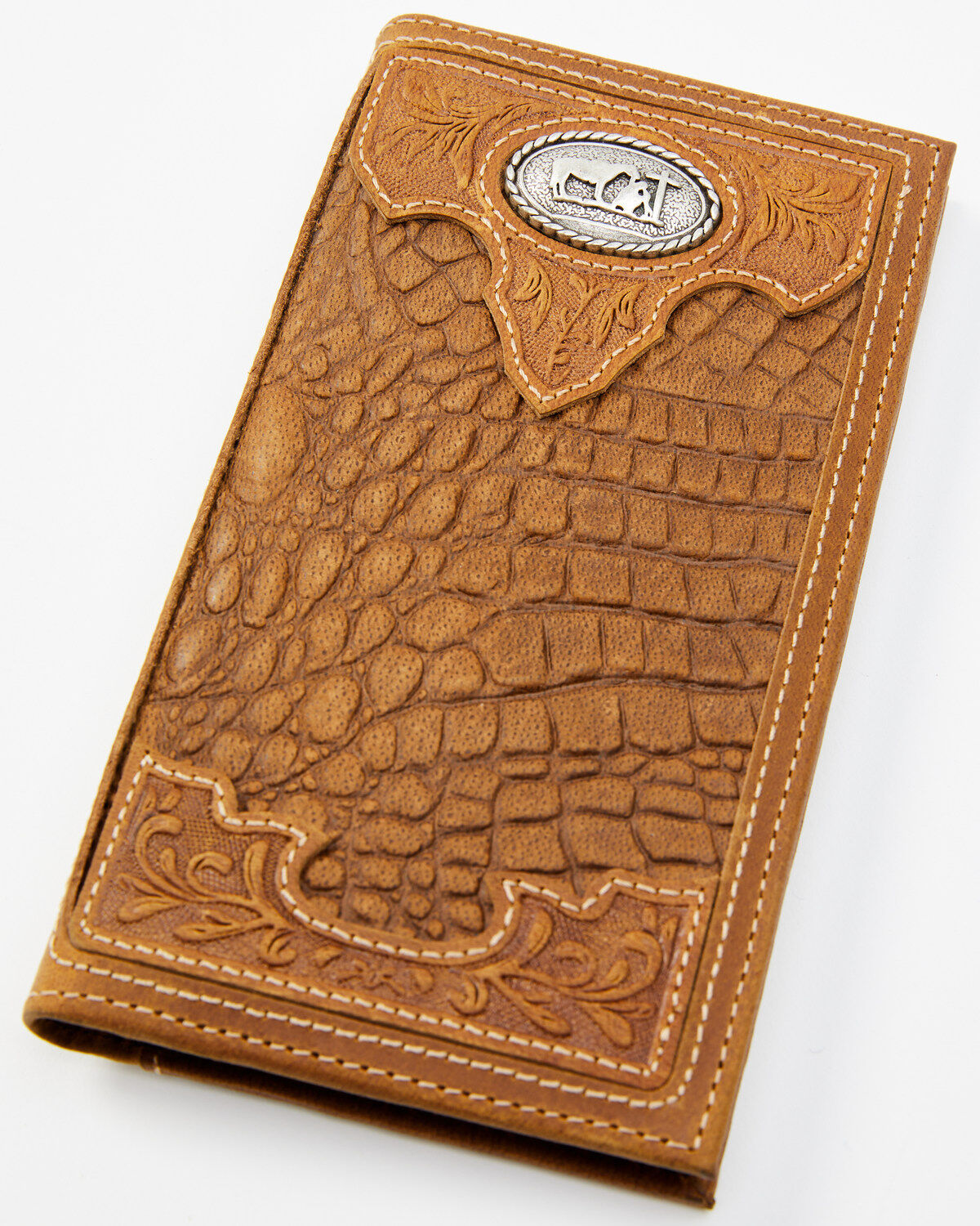 Cody James Men's Crocodile Embossed Rodeo Wallet, Brown, hi-res