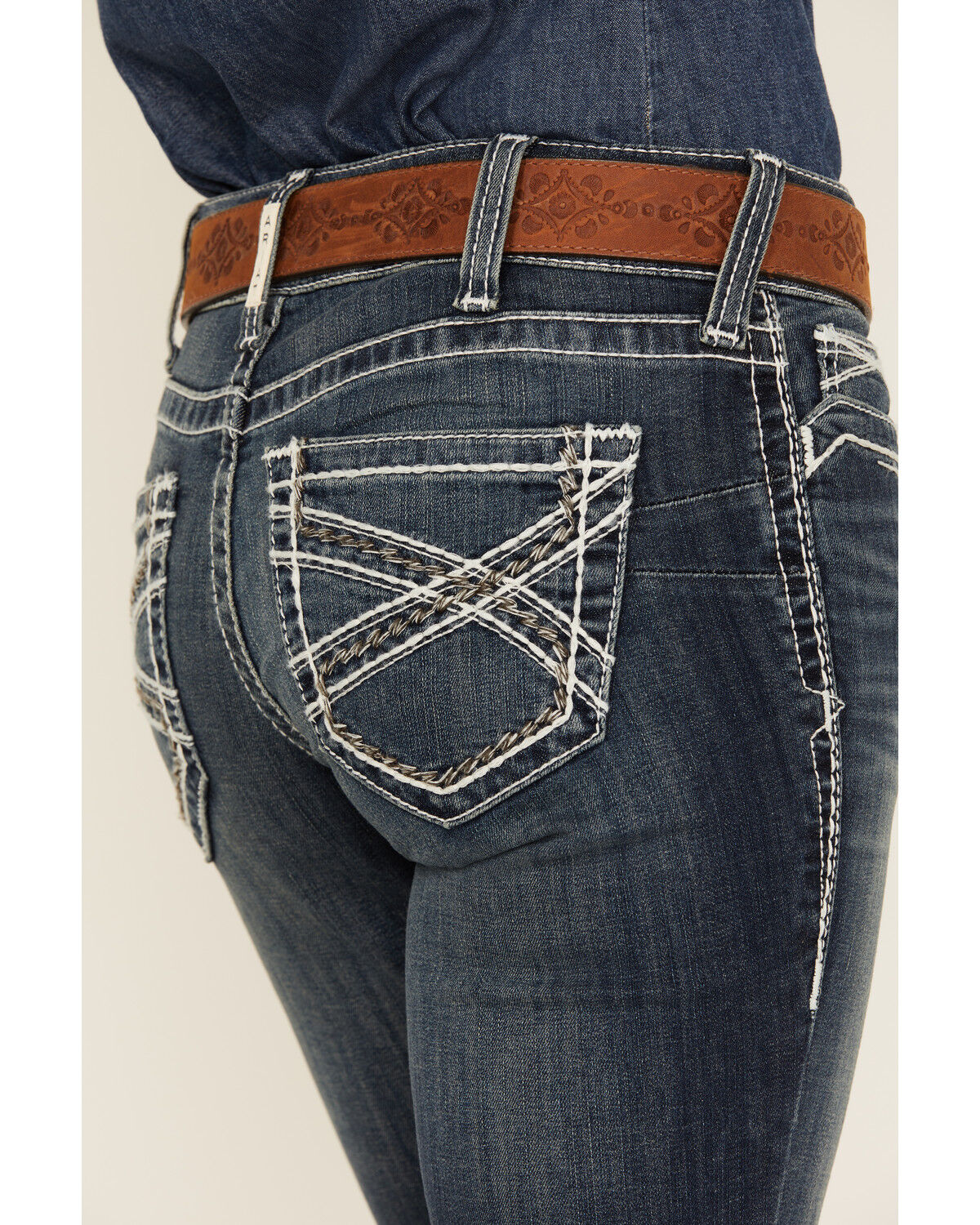 Image #2 - Ariat Women's Mid Rise Boot Cut Real Riding Jeans, Indigo, hi-res