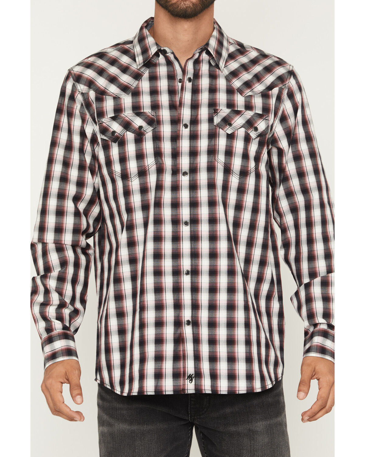 Image #3 - Moonshine Spirit&reg; Men's Tequila Sunrise Plaid Print Long Sleeve Snap Western Shirt, White, hi-res