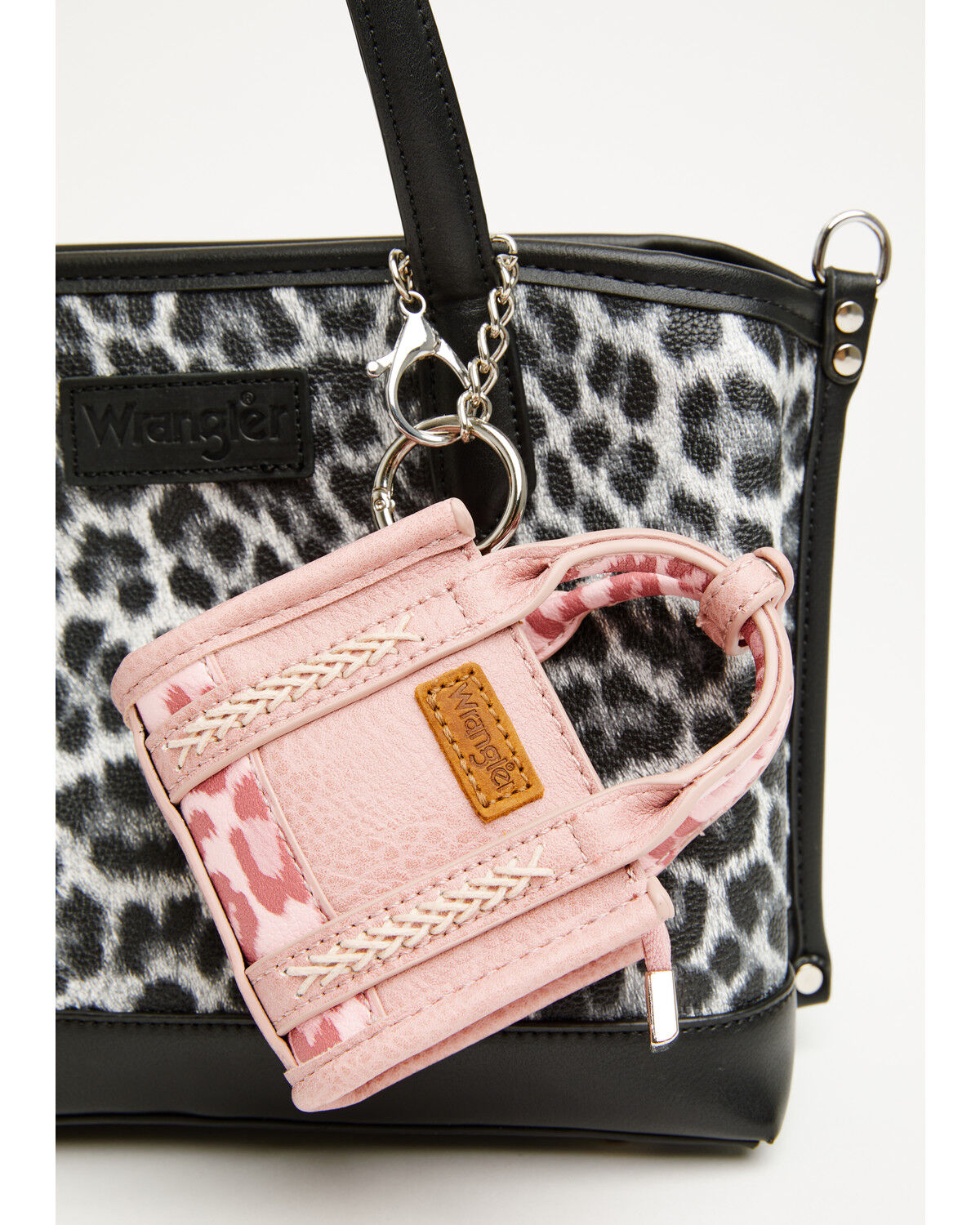 Image #2 - Wrangler X Boot Barn Leopard Print Mini Handbag Charm, Pink, hi-res