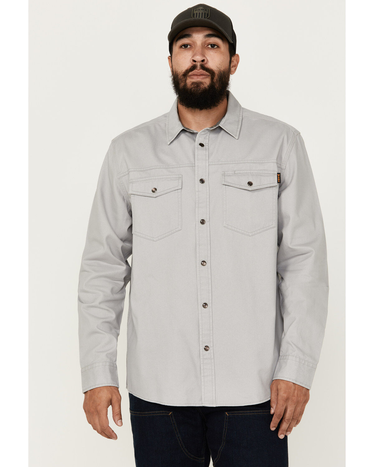 Image #1 - Hawx Men's All Out Woven Solid Long Sleeve Snap Work Shirt - Big, Grey, hi-res