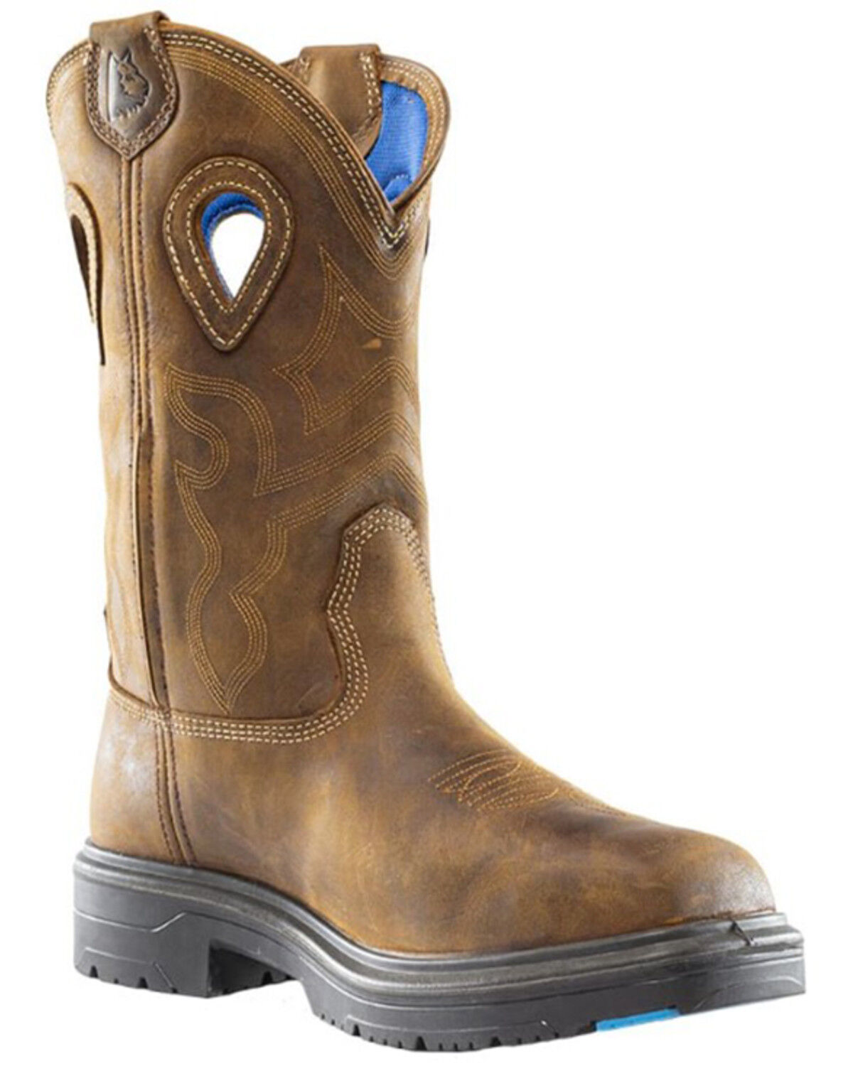 Steel Blue Men's 10" Heeler Wellington Work Boots - Steel Toe, Brown, hi-res