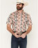 Image #1 - RANK 45&reg; Men's Carnival Southwestern Stripe Print Short Sleeve Button-Down Stretch Western Shirt, Cream, hi-res