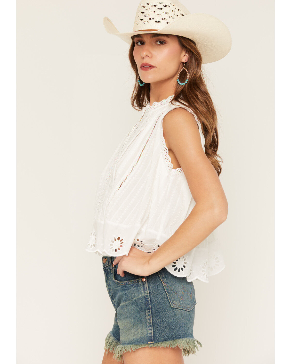 Image #2 - By Together Women's Sleeveless Button-Down Blouse, Off White, hi-res