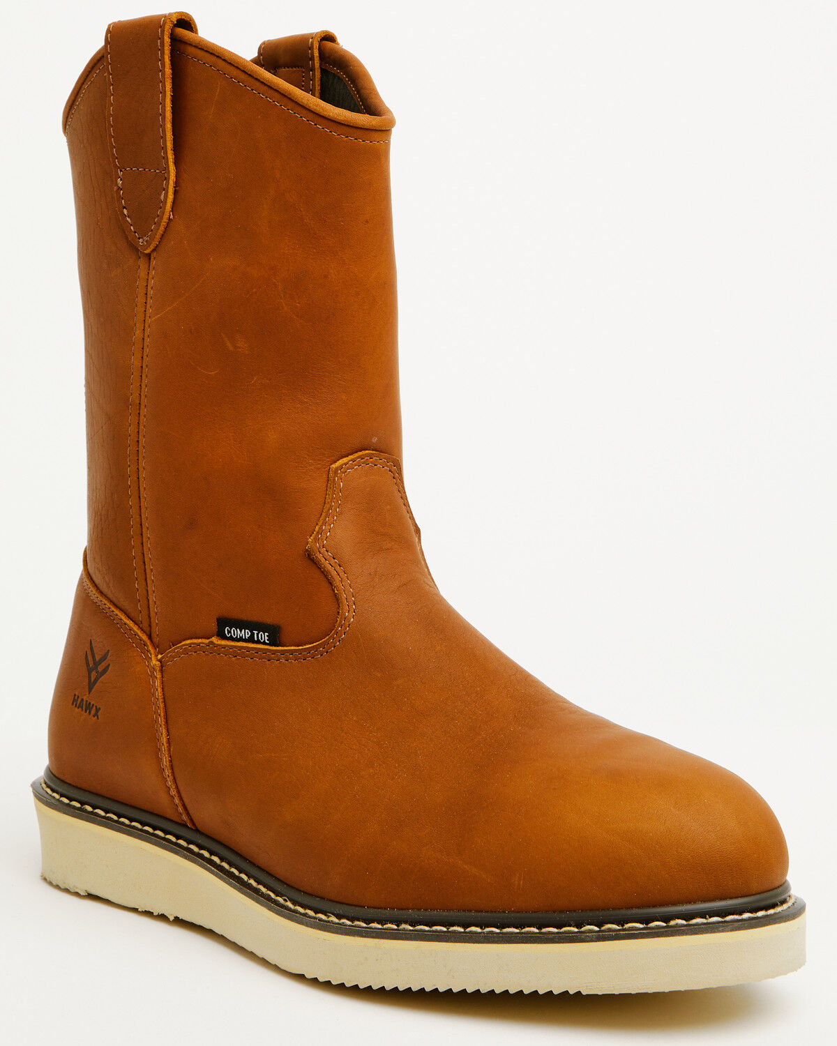 Image #1 - Hawx Men's 10.75" Pull-On Barnyard Leather Work Boots - Composite Toe, Tan, hi-res