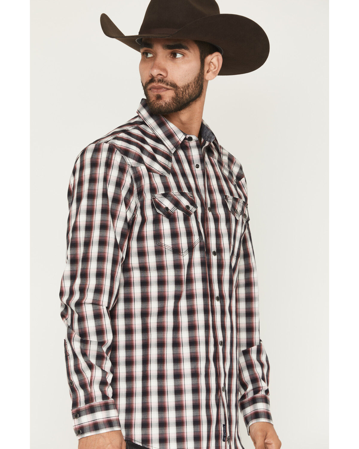 Image #2 - Moonshine Spirit&reg; Men's Tequila Sunrise Plaid Print Long Sleeve Snap Western Shirt, White, hi-res