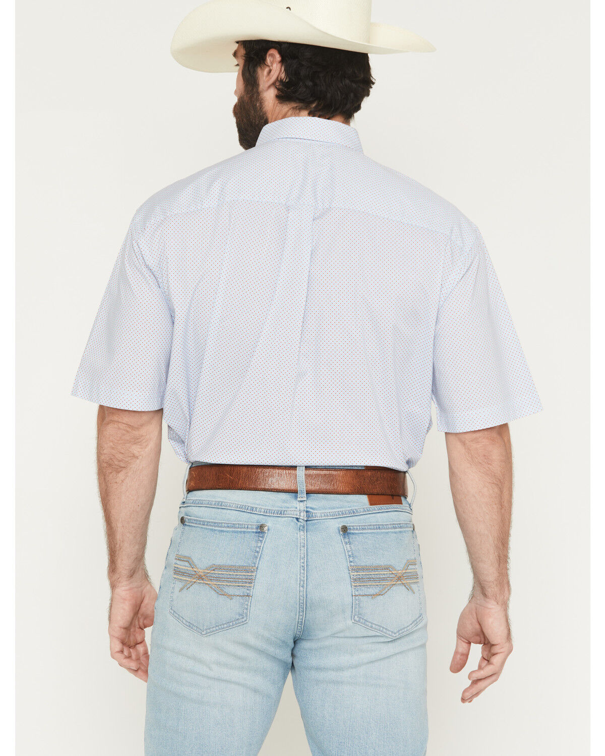 Image #4 - George Strait by Wrangler Men's Geo Print Short Sleeve Button-Down Stretch Western Shirt, Blue, hi-res