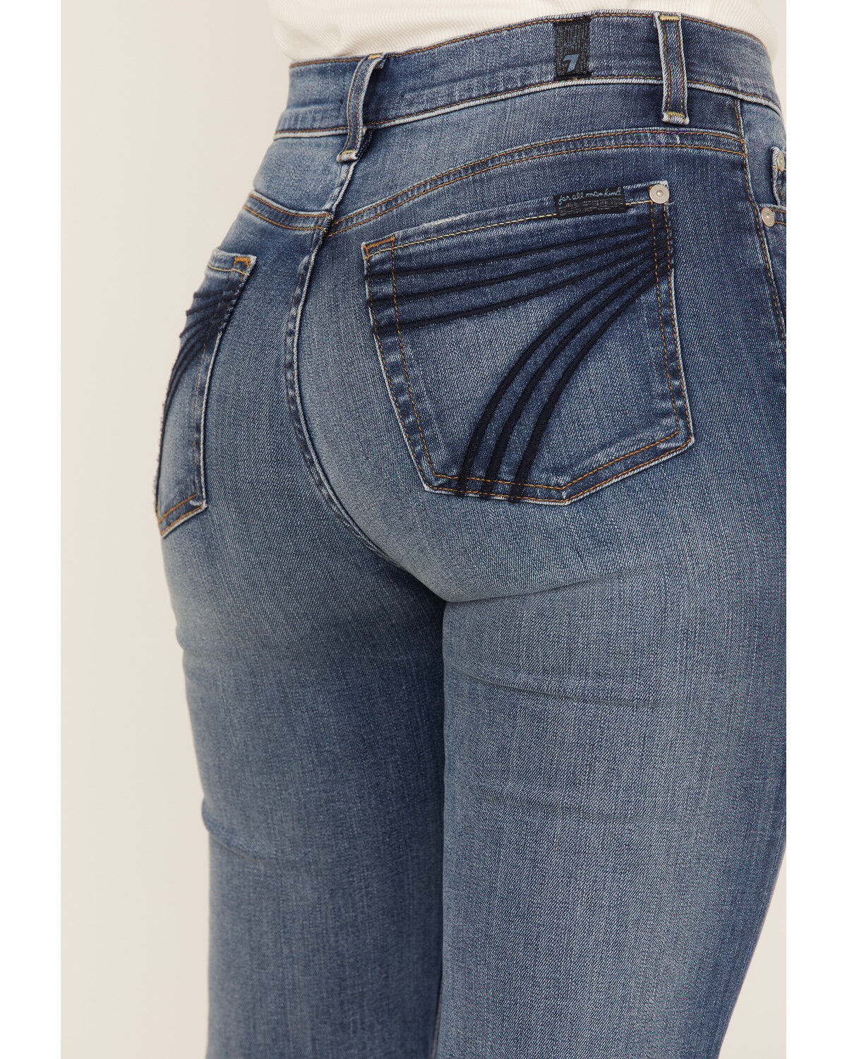 Image #2 - 7 For all Mankind Women's Medium Wash Mid Rise Tailorless Dojo Trouser Stretch Denim Jeans, Medium Wash, hi-res