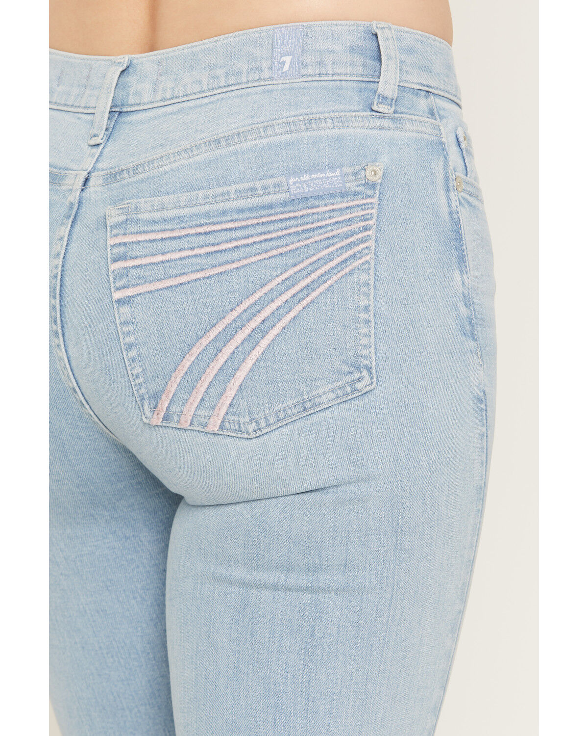 Image #4 - 7 For All Mankind Women's Bloom Light Wash Mid Rise Tailorless Dojo Trouser Stretch Denim Jeans, Light Wash, hi-res