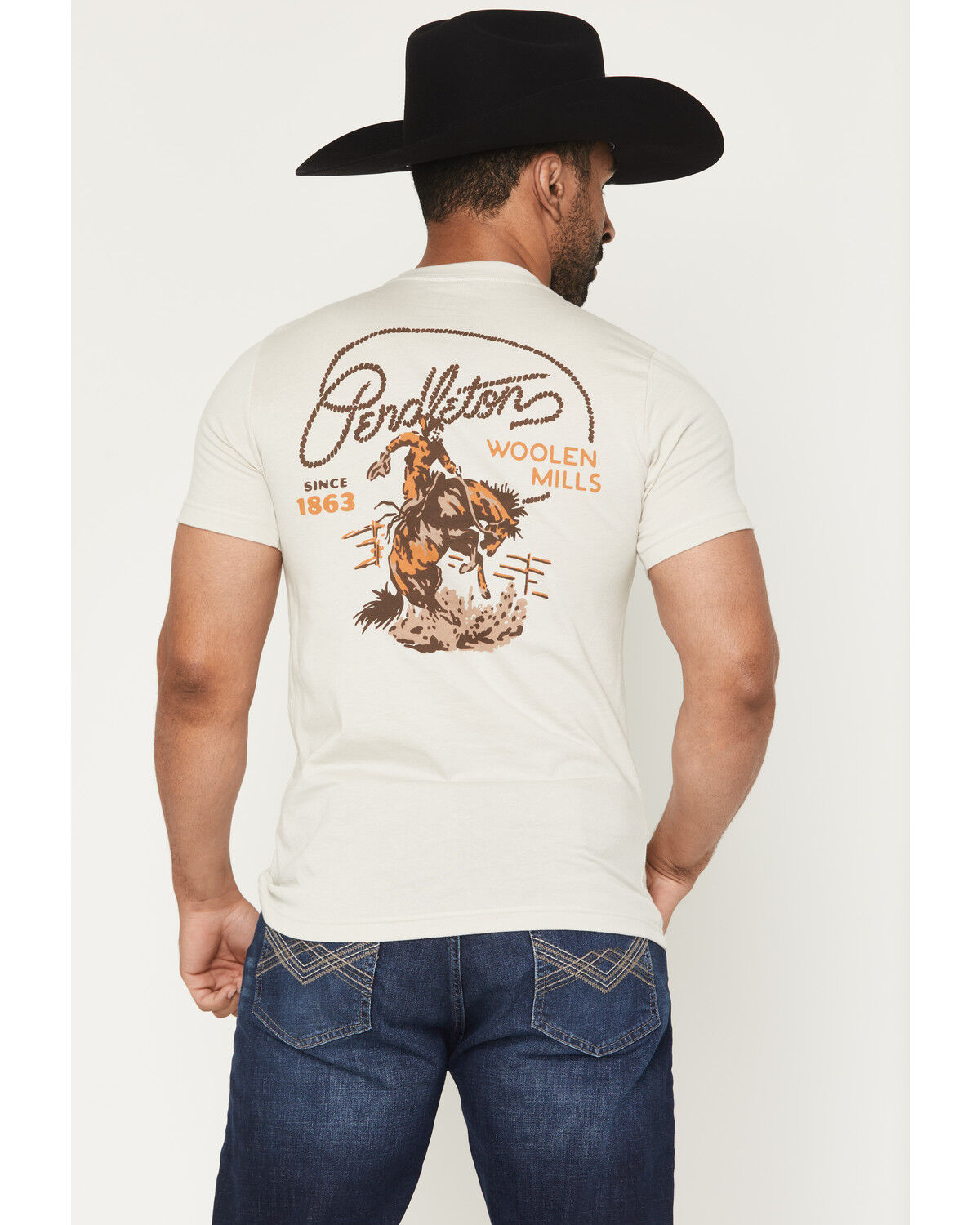 Image #1 - Pendleton Men's Ranch Rodeo Short Sleeve Graphic T-Shirt, Cream, hi-res