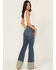 Image #3 - Shyanne Women's Joni High Rise Trouser Tall Cuff Stretch Denim Jeans, Medium Wash, hi-res