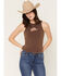 Image #1 - Shyanne Women's Robin Hat Graphic Tank Top, Dark Brown, hi-res