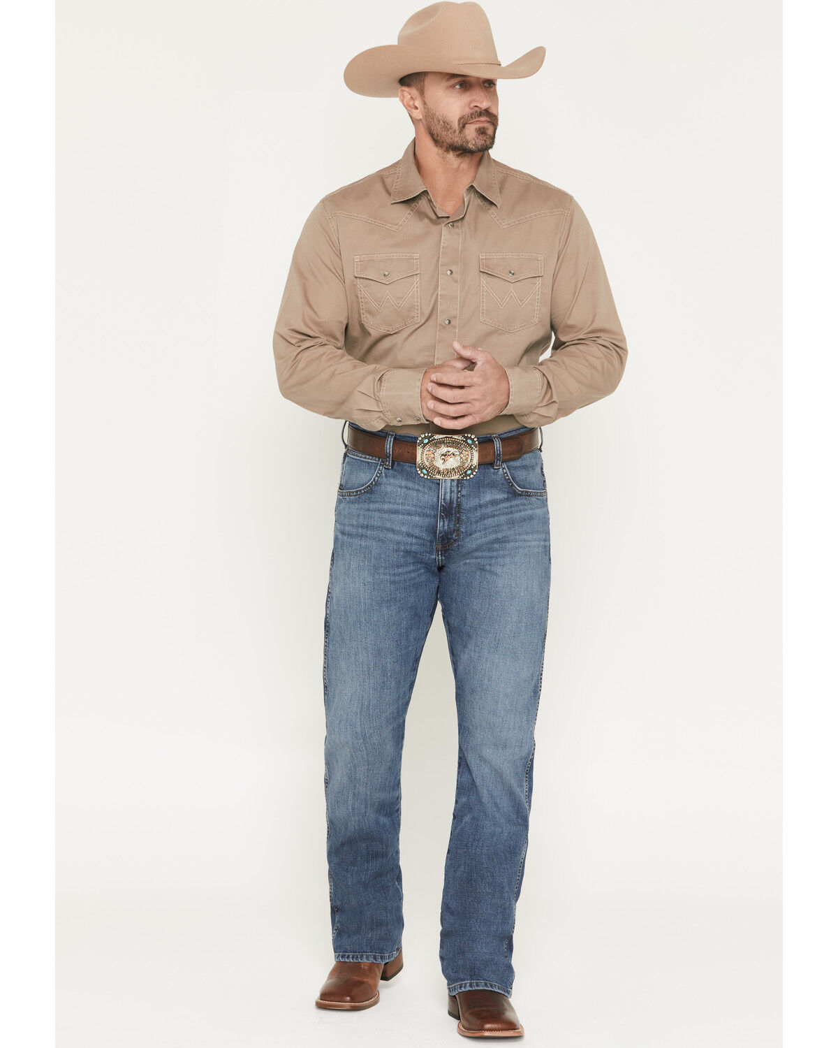 Image #1 - Wrangler Retro Men's Moore Dark Wash Slim Bootcut Stretch Denim Jeans, Dark Wash, hi-res