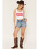 Image #1 - Wrangler Women's Riyah Medium Wash Cowboy Stretch Denim Shorts, Medium Wash, hi-res