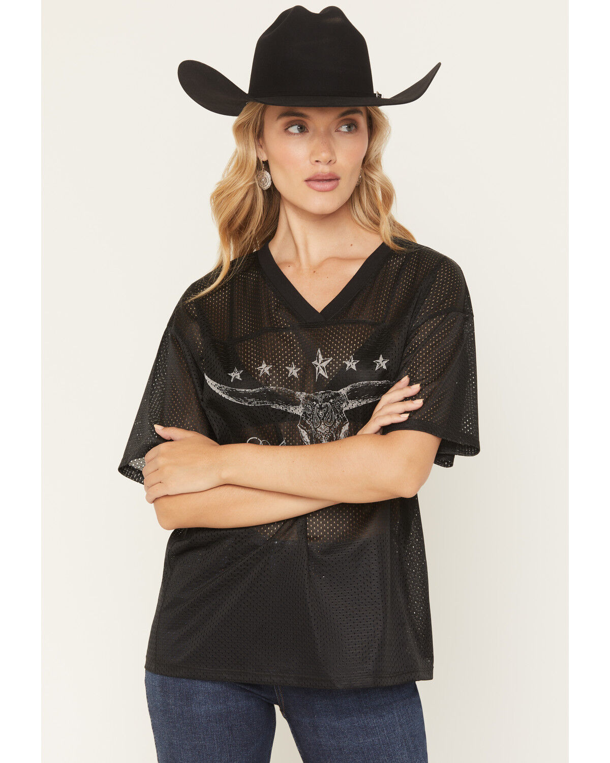 Youth in Revolt Women's Steerhead Short Sleeve Graphic Jersey Shirt, Black, hi-res