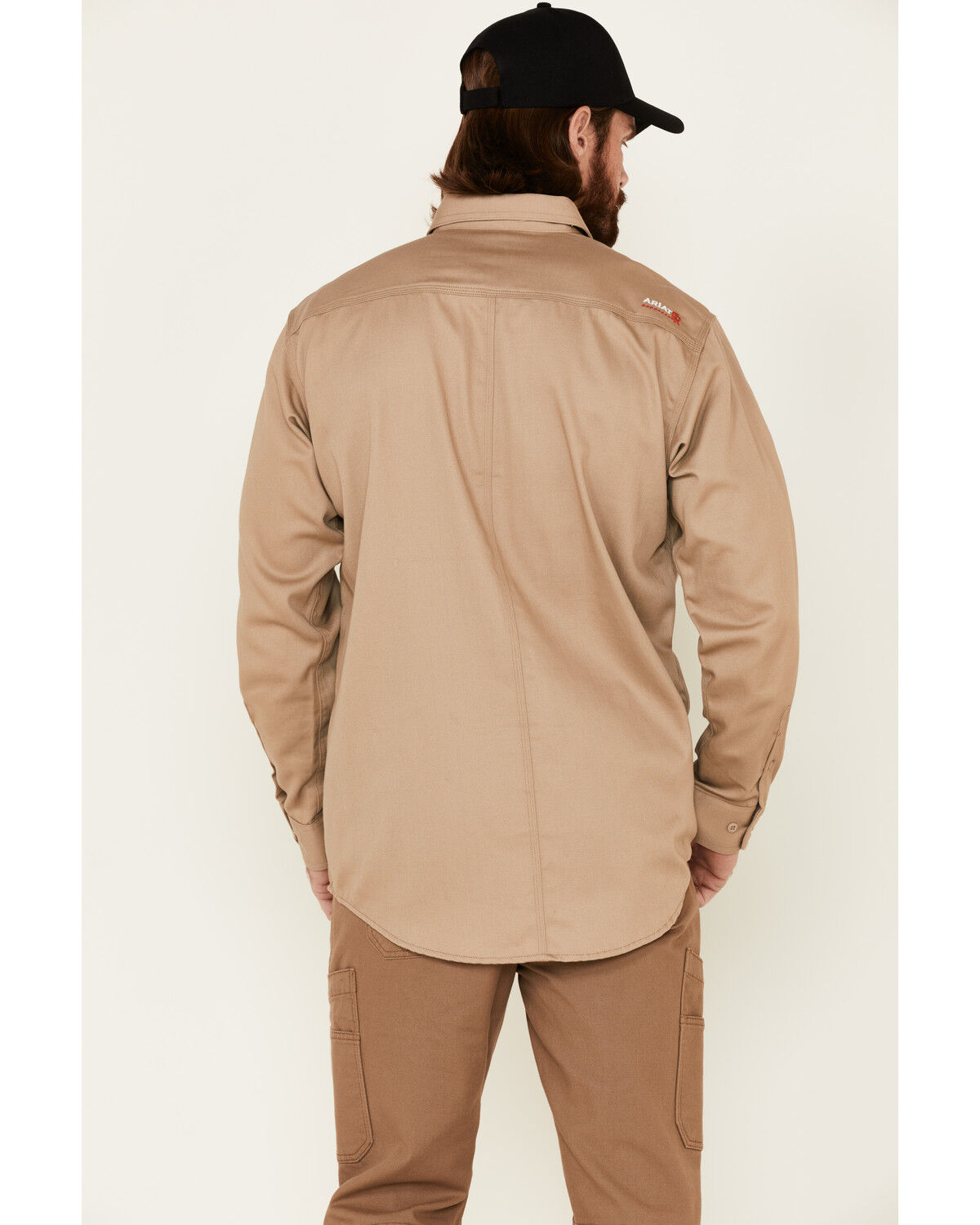 Image #4 - Ariat Men's FR Solid Long Sleeve Button Down Twill Work Shirt - Big, Beige/khaki, hi-res
