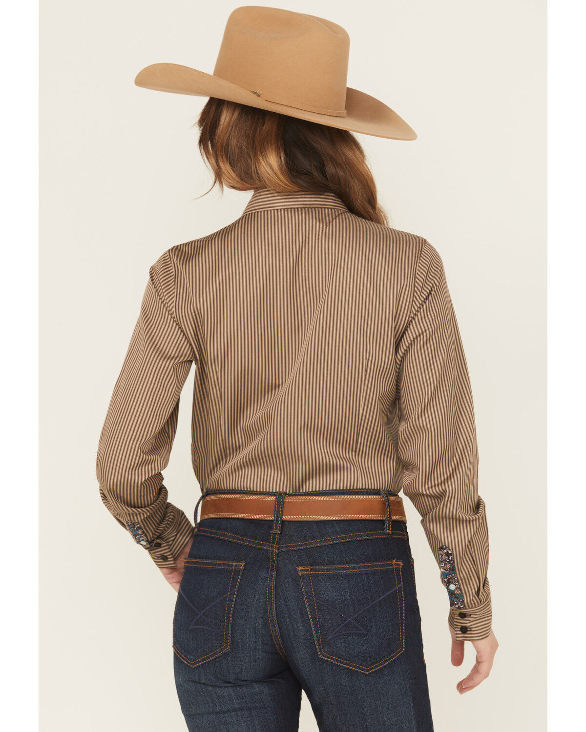 Image #4 - Cinch Women's TENCEL&trade; Striped Print Long Sleeve Button-Down Stretch Western Shirt, Brown, hi-res