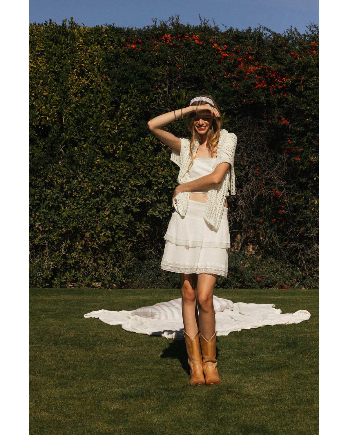 Image #2 - Cleo + Wolf Women's Lace Strapless Shirt, Ivory, hi-res
