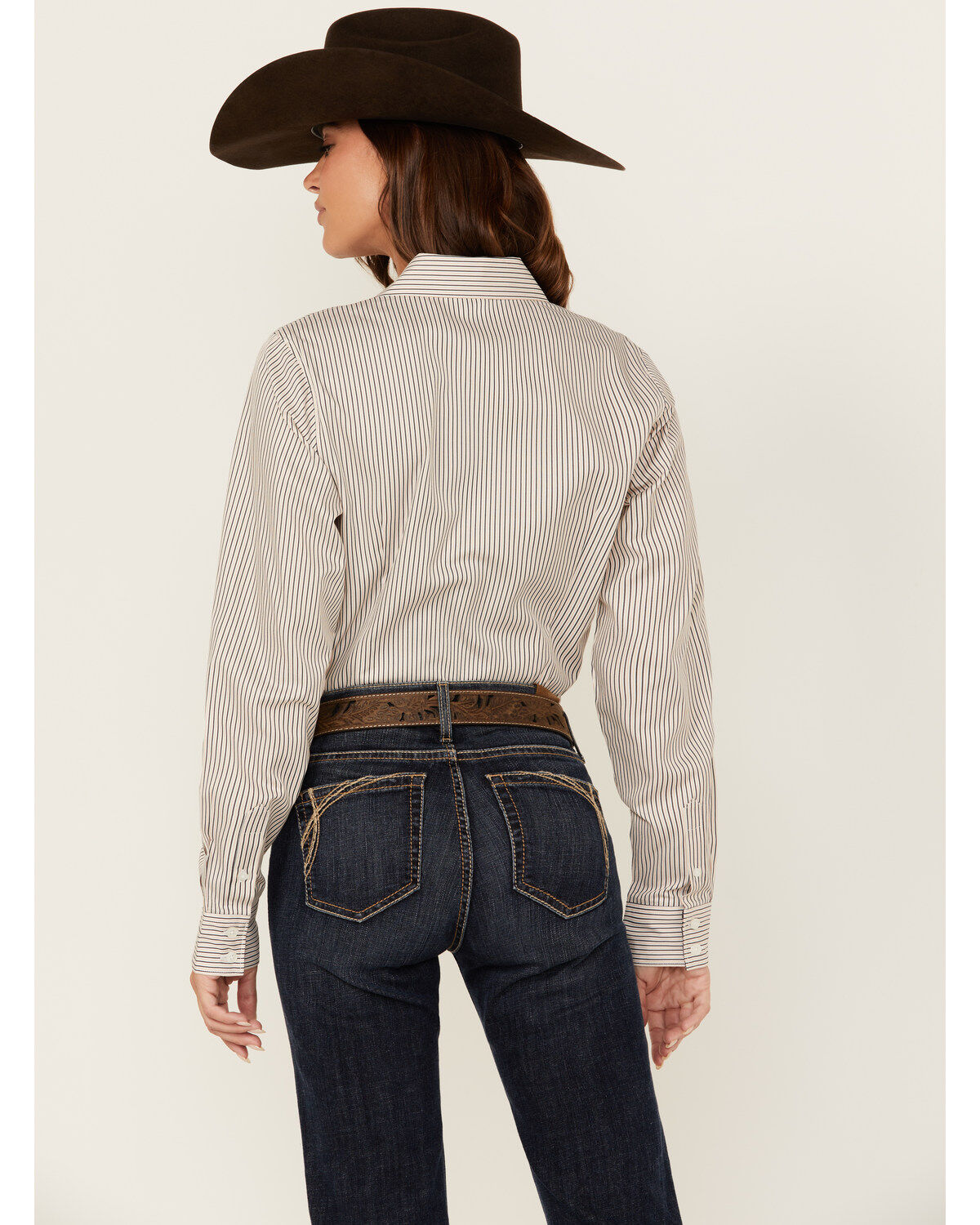 Image #4 - Cinch Women's TENCEL&trade; Striped Long Sleeve Button Down Western Shirt, Purple, hi-res