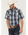 Image #1 - Cody James Men's Weed Wacker Plaid Print Short Sleeve Snap Western Shirt - Tall, Blue, hi-res
