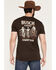 Image #1 - Jedco Men's Busch Cowboy Tough Short Sleeve Graphic T-Shirt, Dark Brown, hi-res