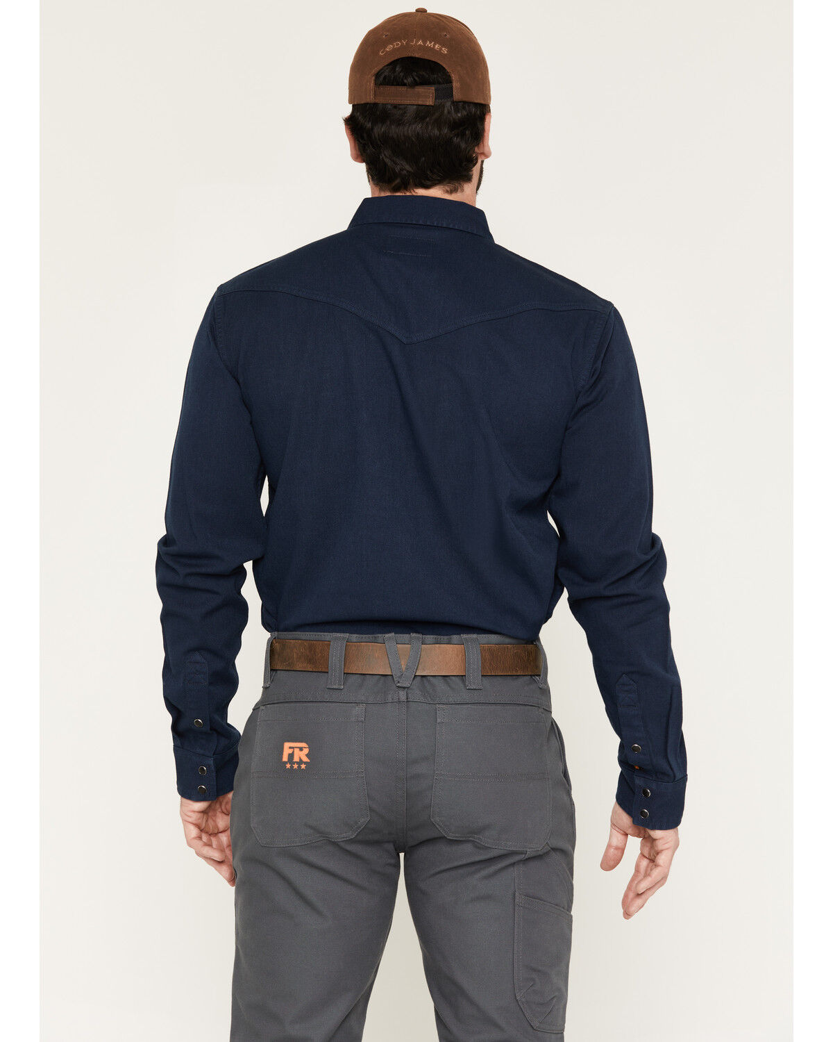 Image #4 - Cody James Men's FR Medora Solid Long Sleeve Snap Work Short, Navy, hi-res